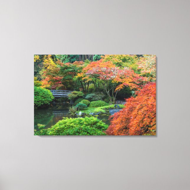 Japanese Gardens In Autumn In Portland, Oregon 2 Canvas Print (Front)