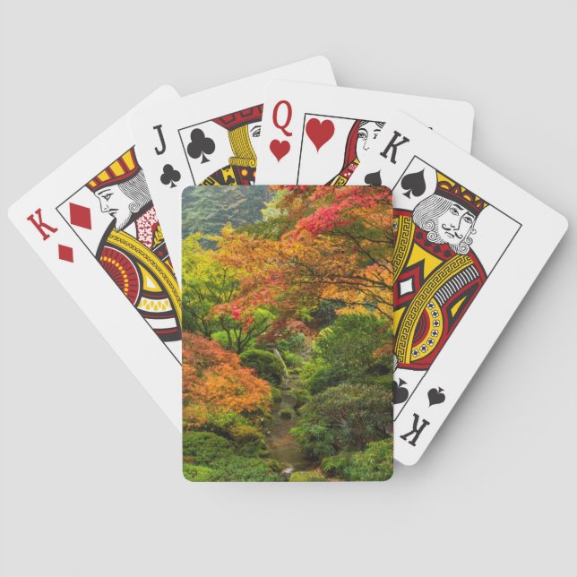 Japanese Gardens In Autumn In Portland, Oregon 2 Playing Cards (Back)