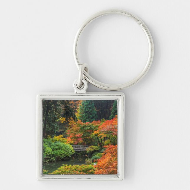 Japanese Gardens In Autumn In Portland, Oregon 5 Key Ring (Front)