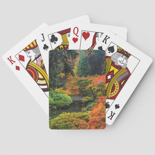 Japanese Gardens In Autumn In Portland, Oregon 5 Playing Cards (Back)