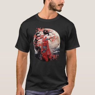 Japanese Geisha Art Print Traditional Kimono Beaut T-Shirt