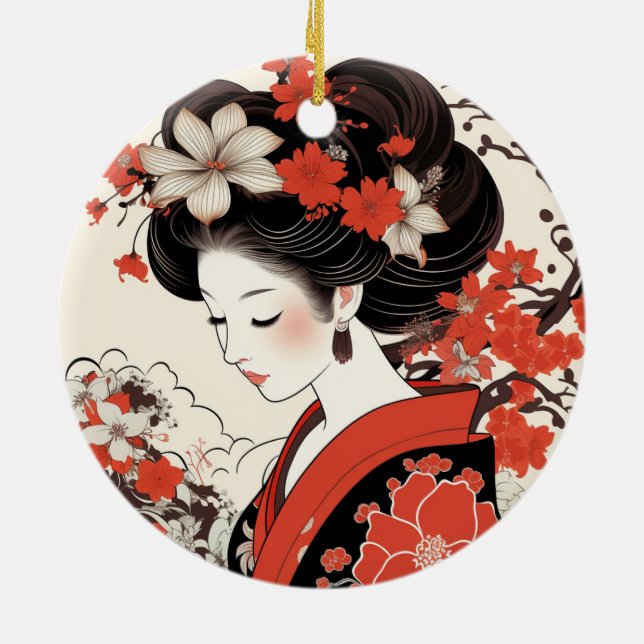 Japanese Geisha Ceramic Ornament (Back)