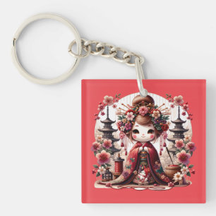 Japanese Geisha Cute Scene Key Ring