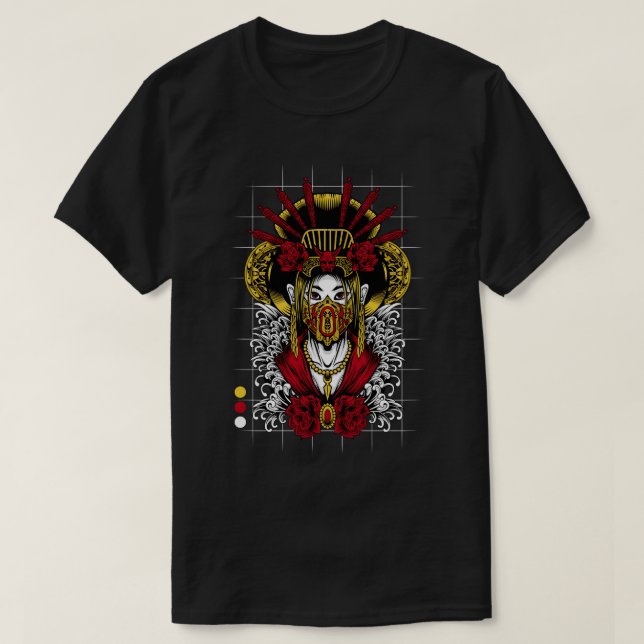 Japanese Geisha Demon Art Hannya Oni Mask Streetwe T-Shirt (Design Front)
