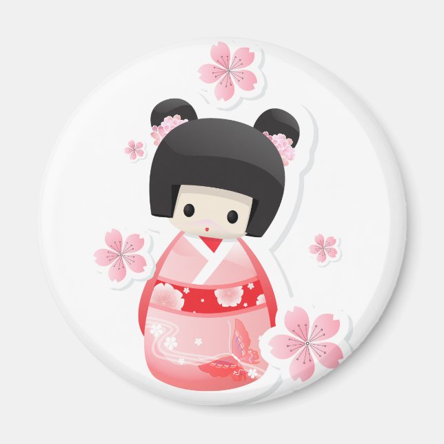 Japanese Geisha Doll - buns series Magnet (Front)