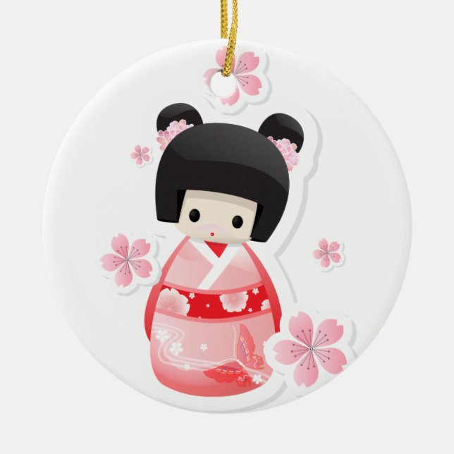 Japanese Geisha Doll Ornament (Front)