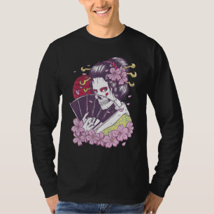 Japanese Geisha Girl Sakura Cherry Blossom Scary S T-Shirt