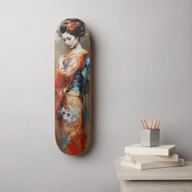 Japanese Geisha kawaii girl anime Skateboard (Wall Art)