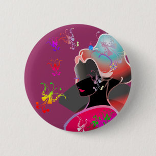 Japanese GEISHA KIMONO GIRL 6 Cm Round Badge