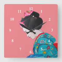 Japanese Geisha pink blossom cute art