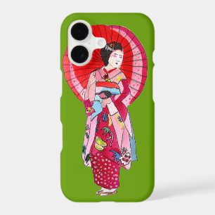 Japanese Geisha red kimono cute art