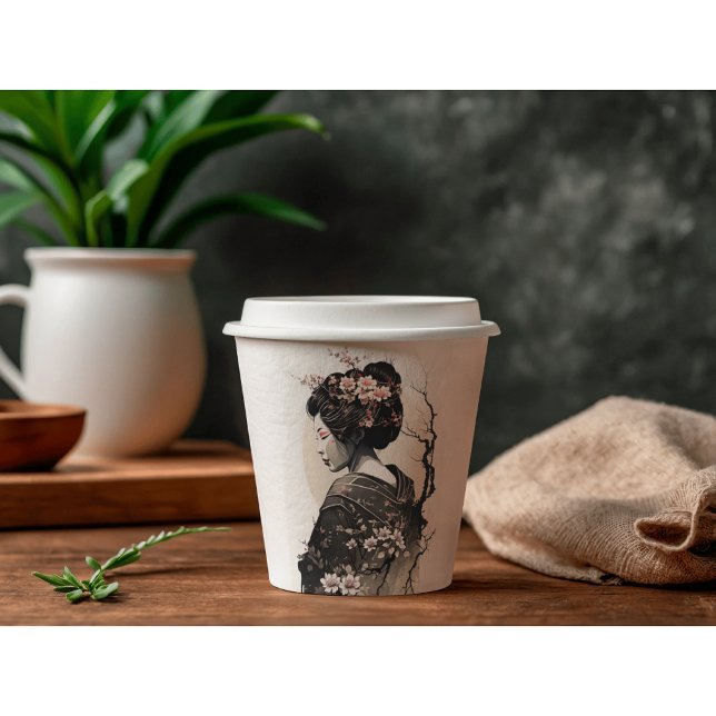 Japanese Geisha Sakura Floral Party Design -  Paper Cups (Creator Uploaded)