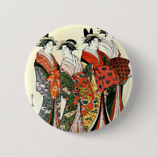 JAPANESE GEISHA VINTAGE ART 6 CM ROUND BADGE
