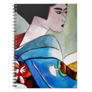 Japanese Geisha with Blue Kimono original art Notebook