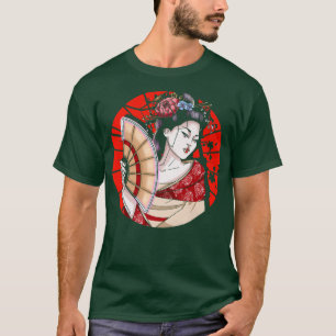 Japanese Geisha With Fan  Sakura Japan  Woman Geis T-Shirt