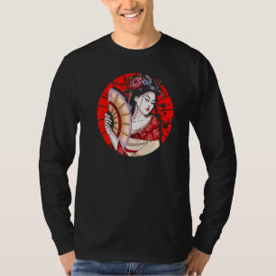 Japanese Geisha With Fan Sakura Japan Woman Geisha T-Shirt