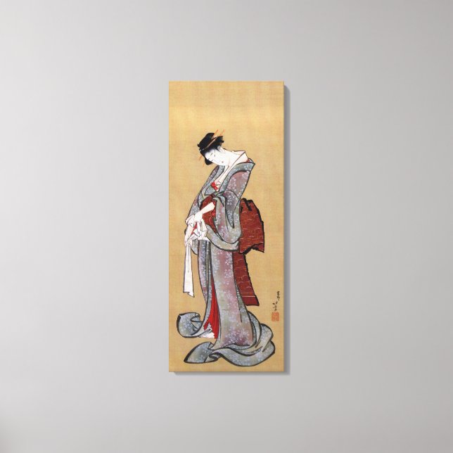 Japanese Geisha Woman, Hokusai, Ukiyo-e Canvas Print (Front)