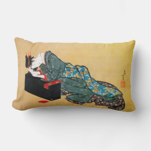 Japanese Geisha Woman, Hokusai, Ukiyo-e Lumbar Cushion