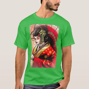Japanese Geisha Women Cherry Blossom T-Shirt