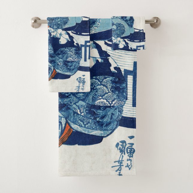 Japanese Geisya Woman, Kuniyoshi, Ukiyo-e Bath Towel Set (Insitu)
