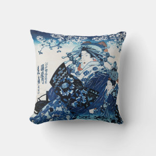 Japanese Geisya Woman, Kuniyoshi, Ukiyo-e Cushion
