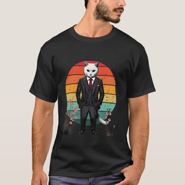 Japanese Gentleman Samurai Cat T-Shirt (Front)