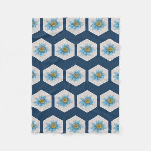 Japanese Geometric Lily Flower Pattern  Fleece Blanket