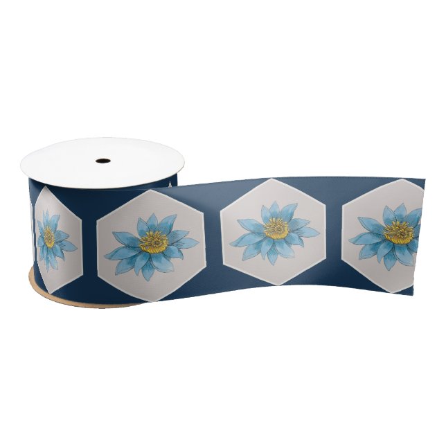 Japanese Geometric Lily Flower Pattern  Satin Ribbon (Spool)