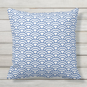 Japanese Geometric Modern Fish Scale Pattern Outdoor Cushion