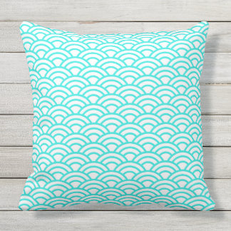 Japanese Geometric Modern Fish Scale Pattern Outdoor Cushion