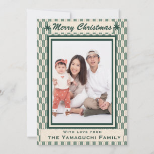 Japanese Geometric Yagasuri Pattern Photo Holiday Card
