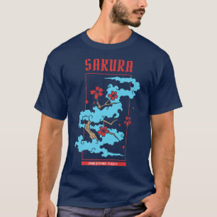 Japanese Gift Retro Sakura Themed Cherry Blossom T-Shirt