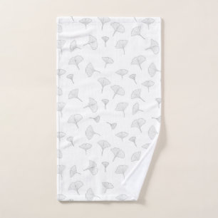 Japanese Ginkgo Biloba leaves black white tree Hand Towel
