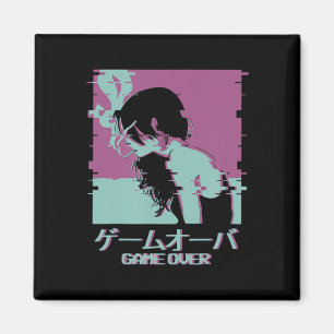 Japanese Girl Anime Game Over Magnet