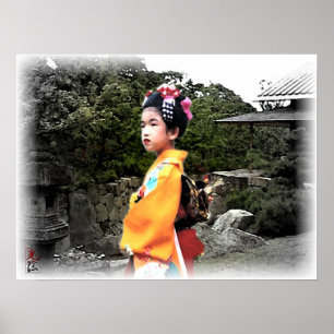 Japanese Girl At Tea House Poster