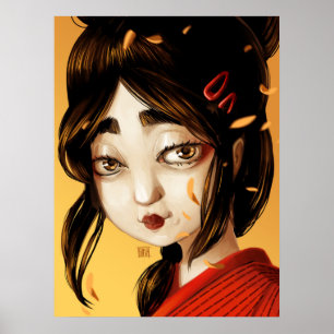 Japanese girl autumn colours poster