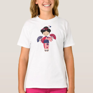 Japanese Girl, Japan, Cute Girl, Pink Kimono T-Shirt