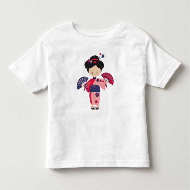 Japanese Girl, Japan, Cute Girl, Pink Kimono Toddler T-Shirt (Front)