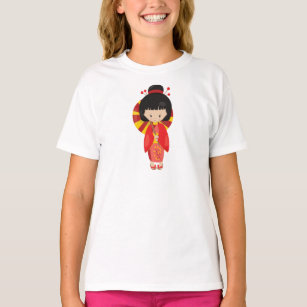 Japanese Girl, Japan, Cute Girl, Red Kimono T-Shirt