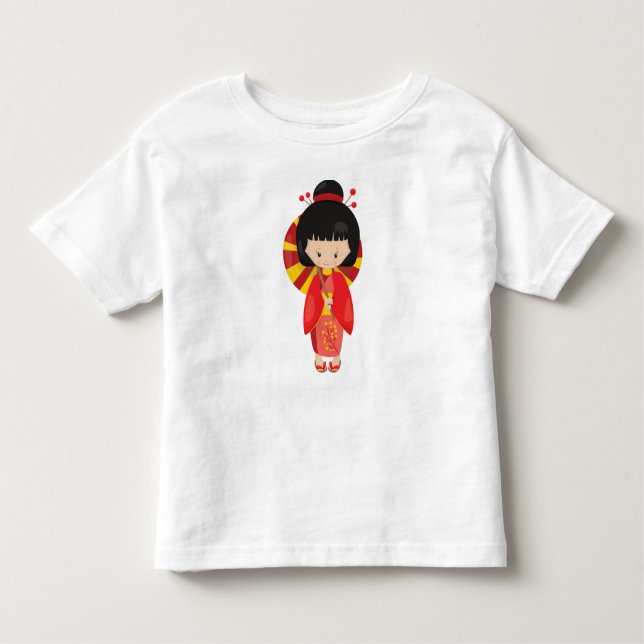 Japanese Girl, Japan, Cute Girl, Red Kimono Toddler T-Shirt (Front)