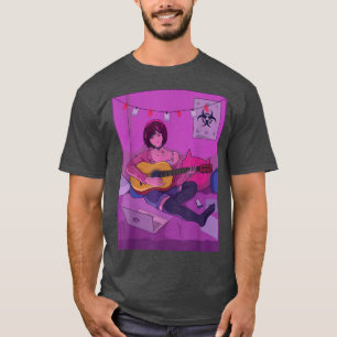 Japanese Girl Playing Guitar Anime Manga Graphic A T-Shirt
