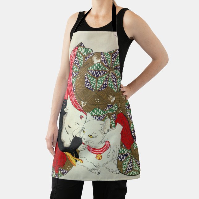 Japanese Girl with Cat, Tsukioka Yoshitoshi Apron (Insitu)