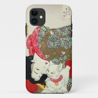 Japanese girl with Cat, Tsukioka Yoshitoshi Case-Mate iPhone Case