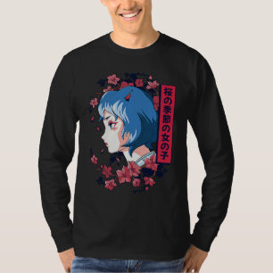 Japanese girl with cherry blossoms sakura Japanese T-Shirt