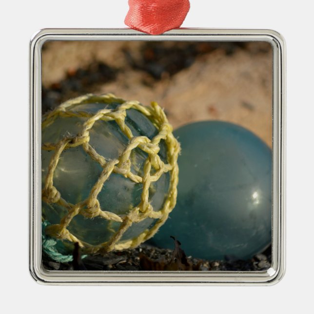 Japanese Glass Fishing Float Metal Tree Decoration (Front)