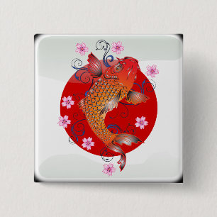 Japanese glossy flag 15 cm square badge