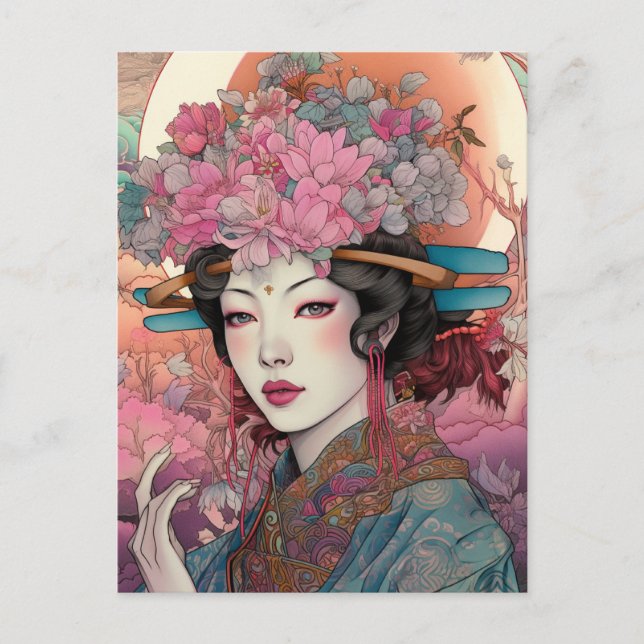 Japanese Goddess Fantasy Art Postcard (Front)