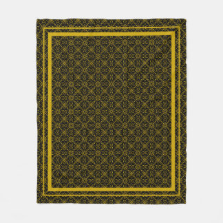 Japanese Gold & Black Hanabishi Pattern Fleece Blanket