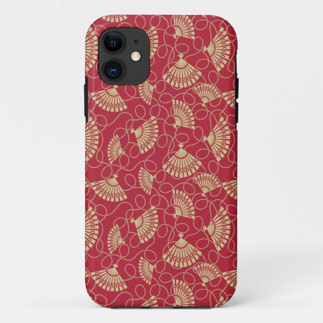 Japanese Gold Fans on Red Case-Mate iPhone Case (Back)