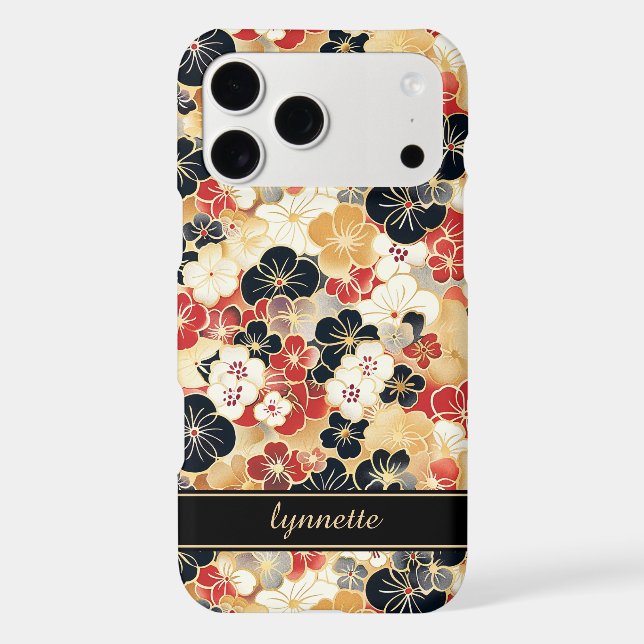 Japanese Gold Floral Pattern Monogrammed (Back)